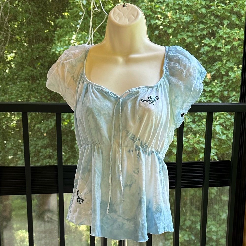 Embellished Pastel Fairy Coquette Top by Language LA Romantic Empire Waist ~ M - Picture 2 of 13